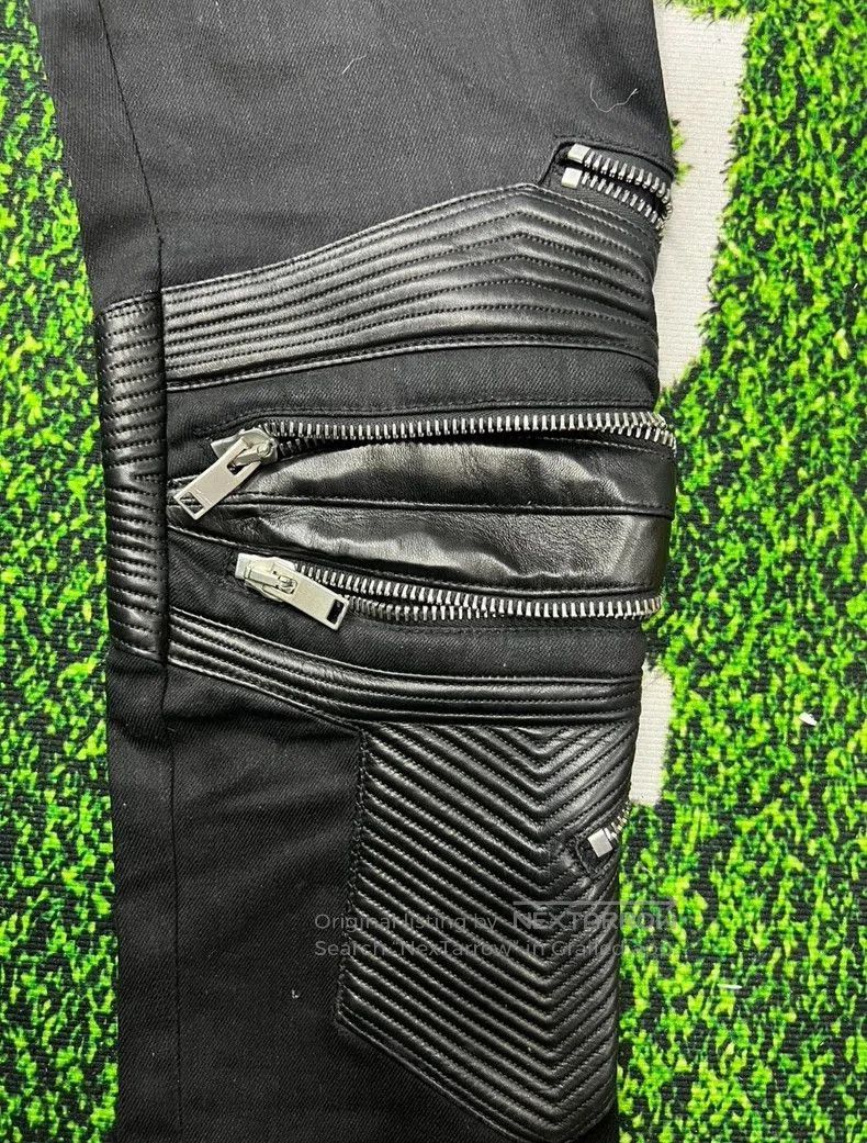 Saint Laurent Paris Saint Laurent Distressed Leather Zip Jeans. Size US 31 - 6 Thumbnail