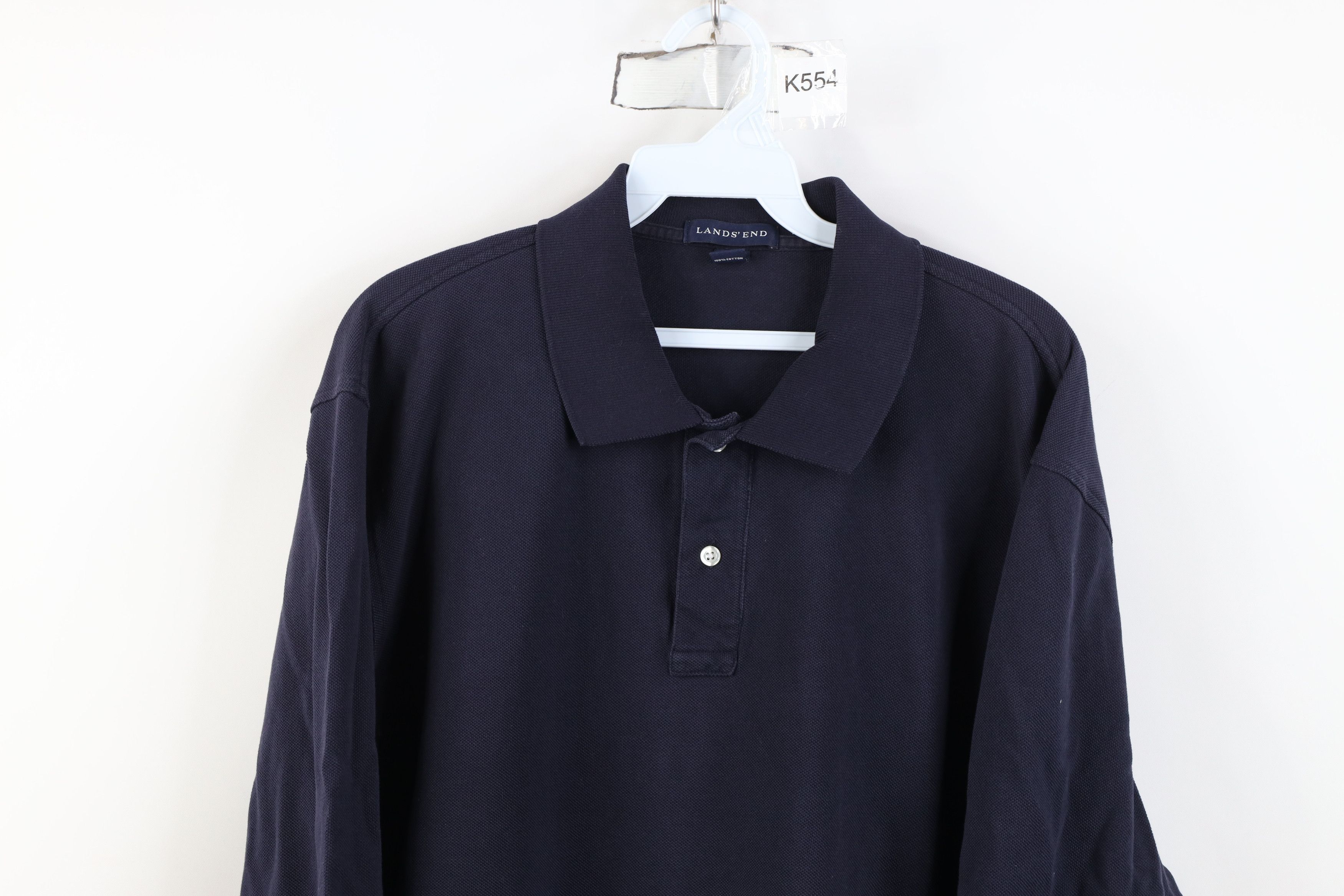 Lands' End Vintage 90s Lands End Cotton Knit Long Sleeve Rugby Polo Size US XL / EU 56 / 4 - 2 Thumbnail