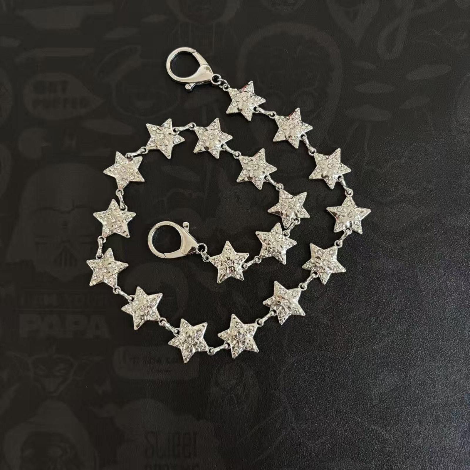 Jewelry Silver Star Chain Wallet Keychain, Punk Style Accessory Size ONE SIZE - 4 Thumbnail