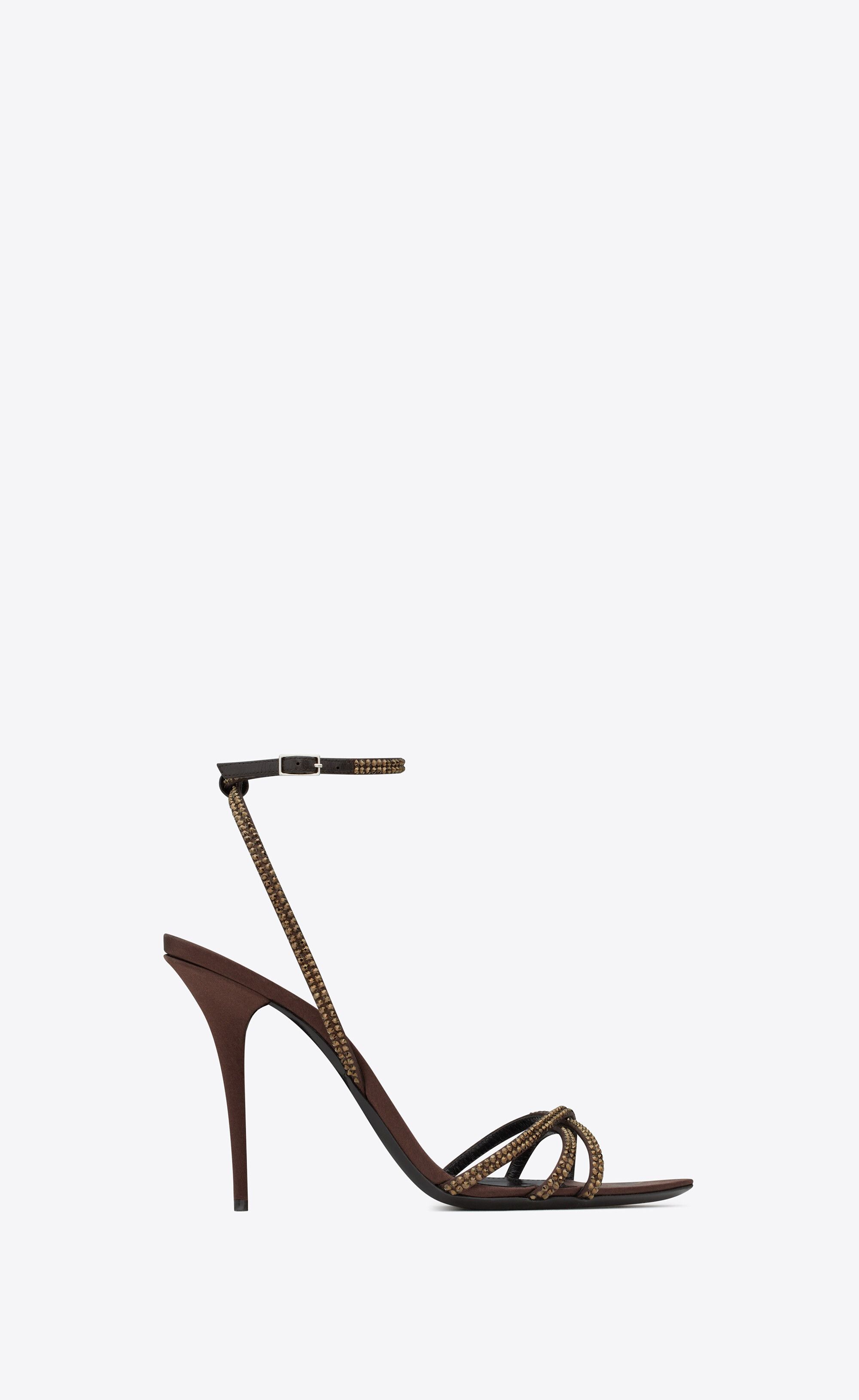 Saint Laurent Paris o1s1wg110225 731571 Ava Sandals Crepe Satin Rhinestones Size US 11.5 / IT 41.5 - 1 Thumbnail