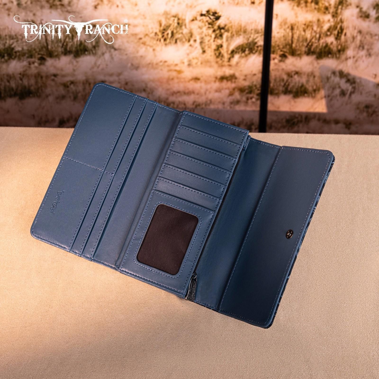 Designer Trinity Ranch Stylish Blue Wallet with Floral Design Size ONE SIZE - 3 Thumbnail