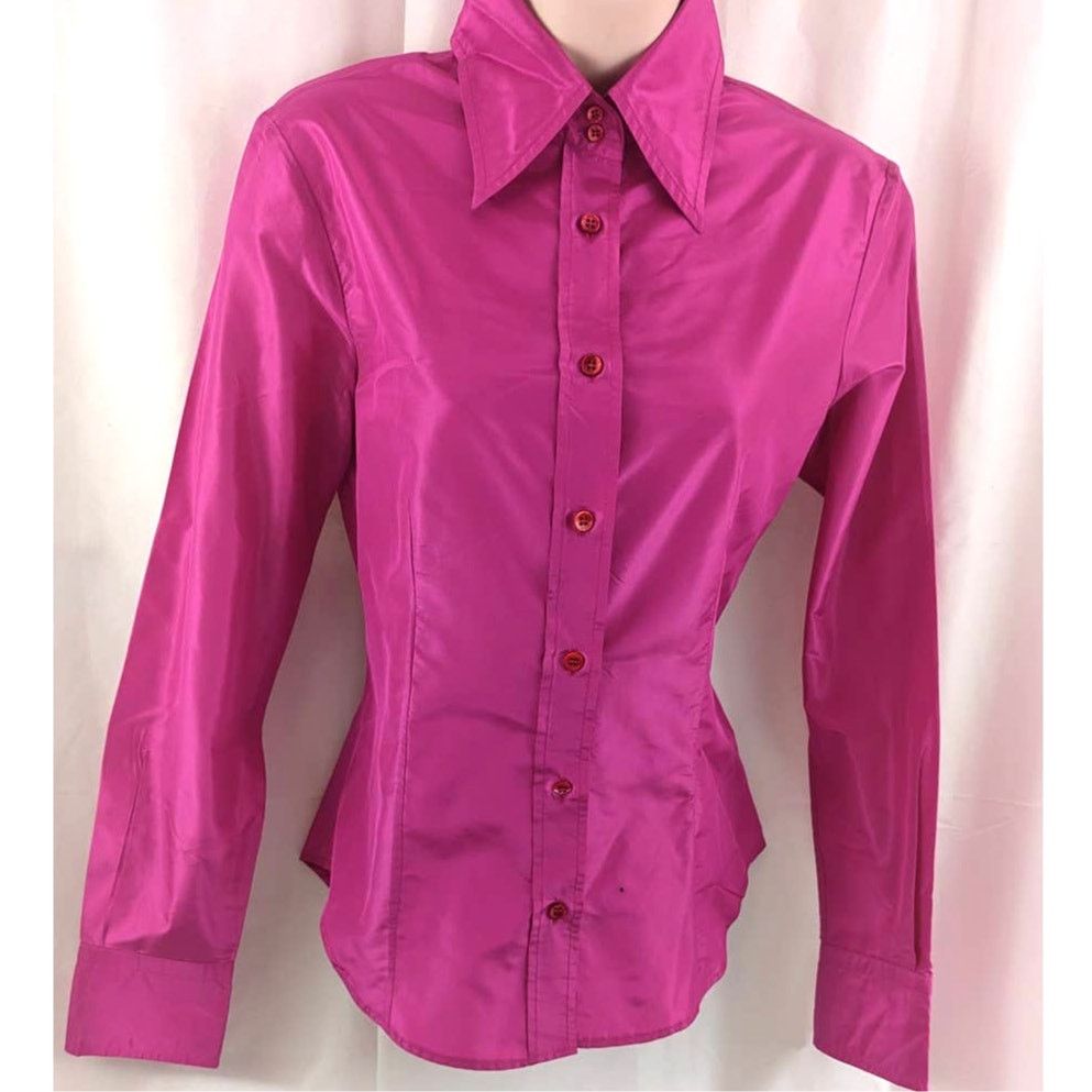 Etro ETRO Pink Fuchsia Silk Button Women's Toop sz 40 Milano Size M / US 6-8 / IT 42-44 - 1 Thumbnail