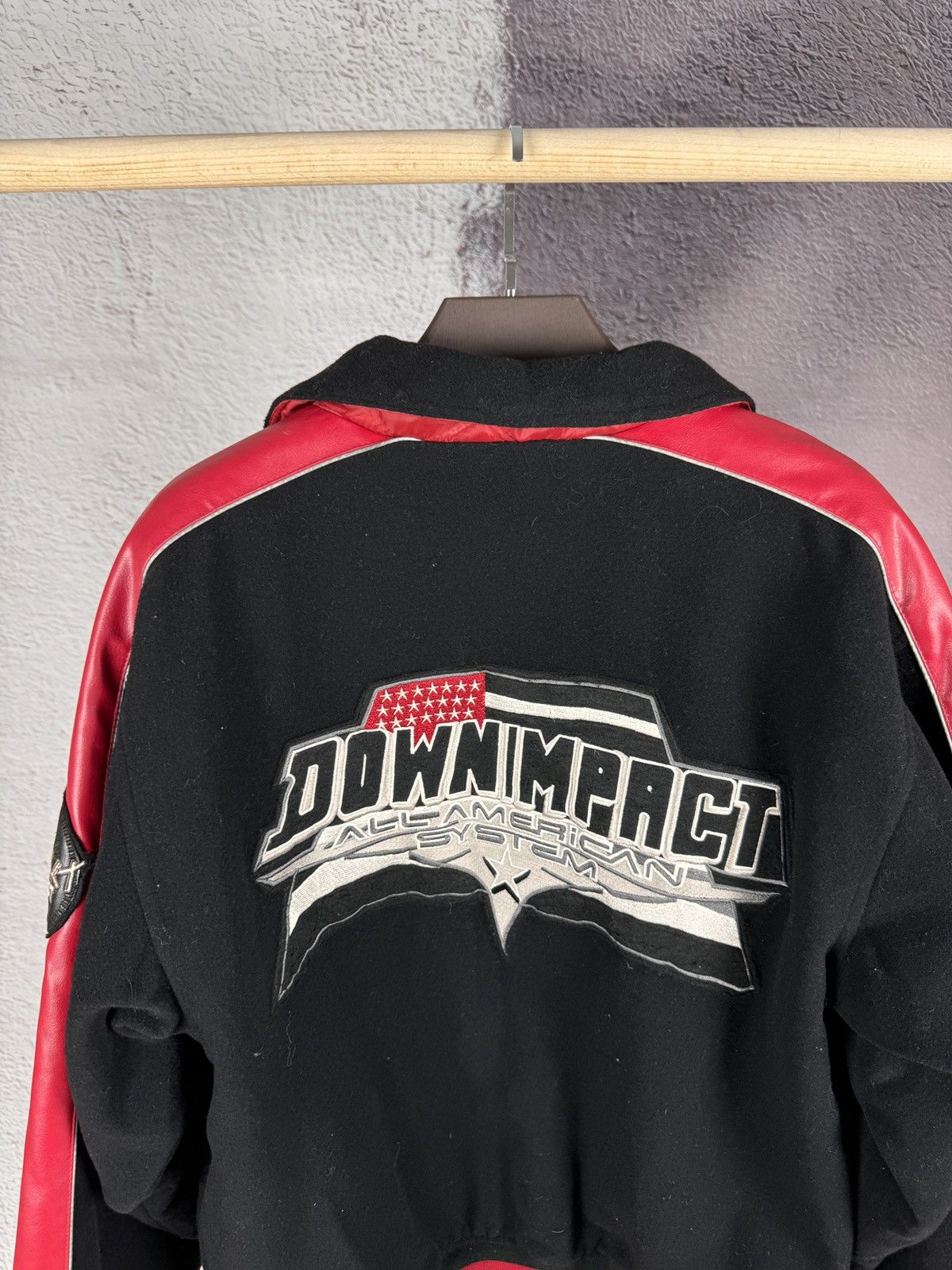 Vintage Down Impact USA reversible wool leather monogram bomber jckt Size US L / EU 52-54 / 3 - 15 Thumbnail