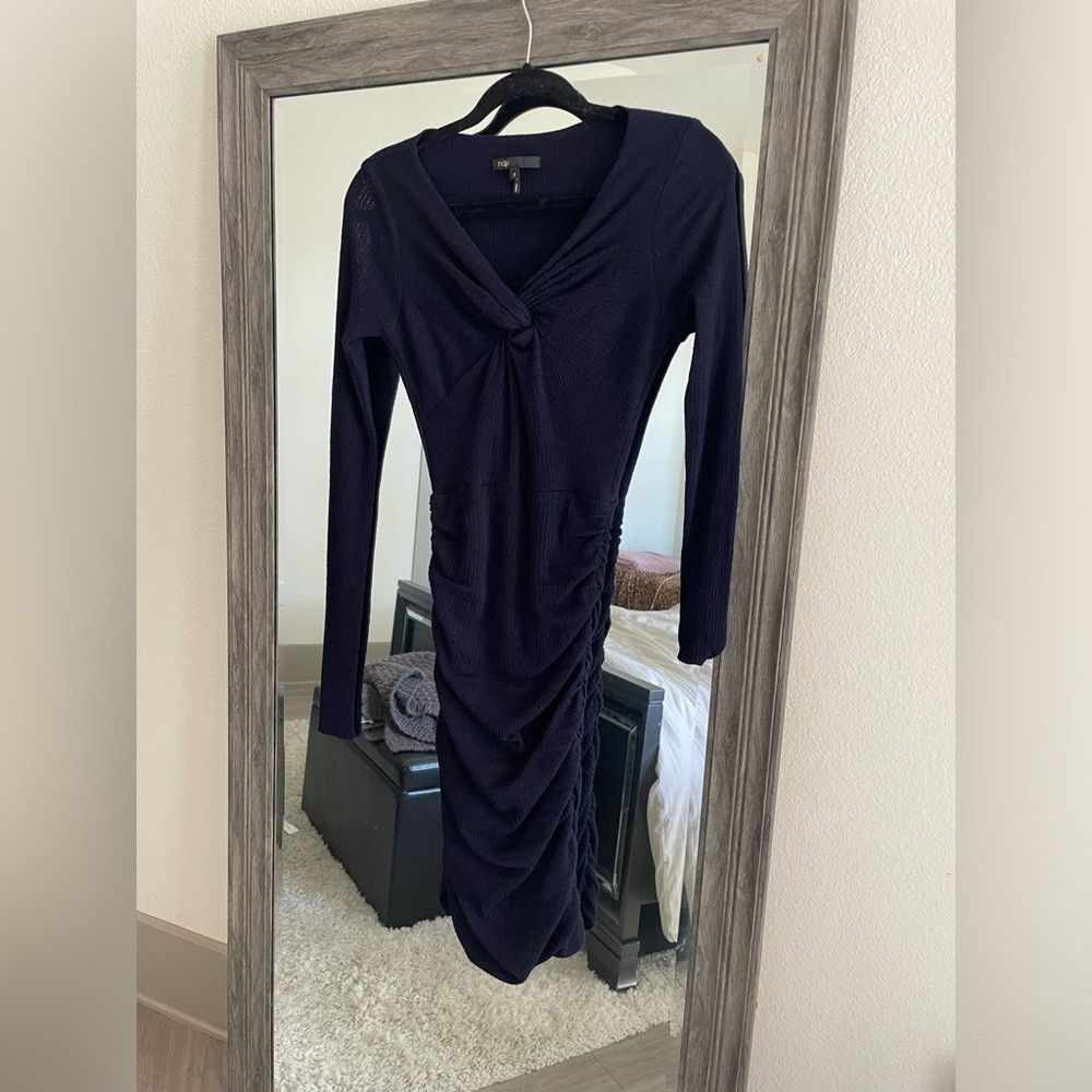 Maje Maje navy blue ganela wool blend dress style: H14Ganela Size XS / US 0-2 / IT 36-38 - 1 Thumbnail