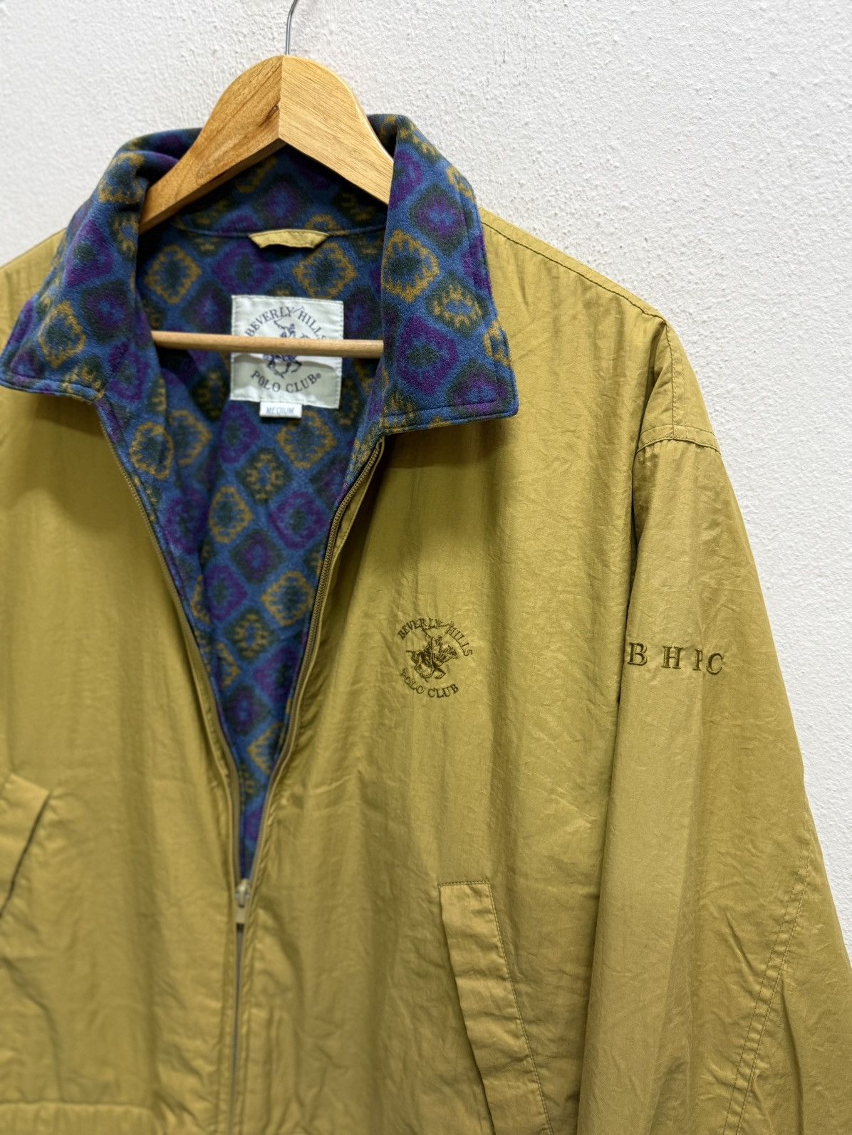 Beverly Hills Polo Club Vintage BHPC mustard yellow patterned fleece lining jacket Size US M / EU 48-50 / 2 - 22 Thumbnail