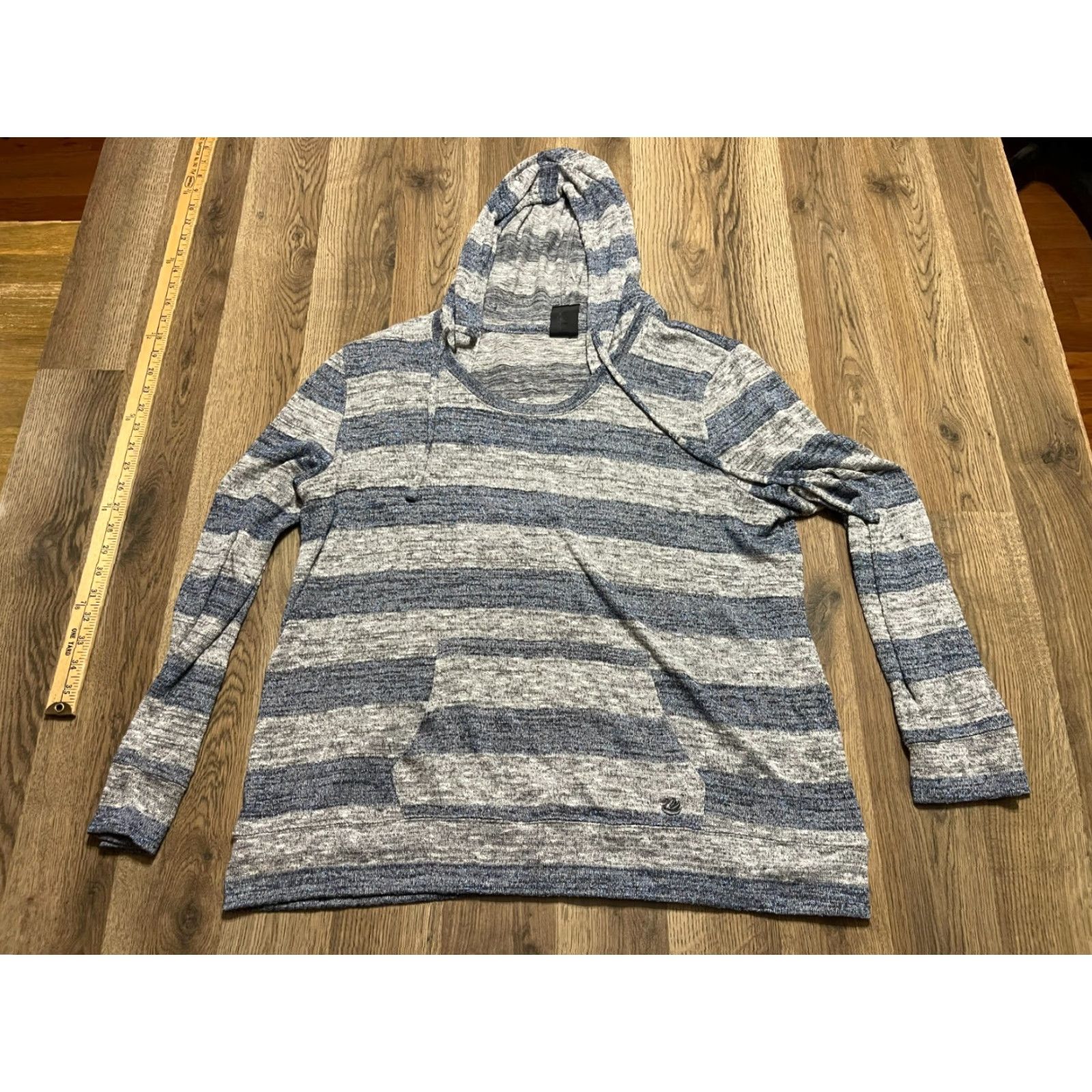Vintage GVS Hoodie Shirt, Women's XL, Gray Blue, Striped, Long Sleeve, T-Shirt, Regular, Pullover, Round Neck, Casual, Fall Spring Summer, Women, XL Size XL / US 12-14 / IT 48-50 - 2 Thumbnail