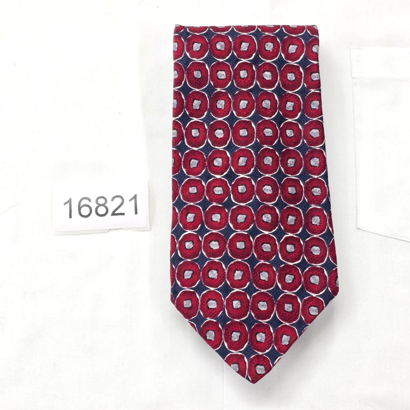 Robert Talbott Robert Talbott Necktie Mens Red Geometric Silk Designer USA Tie Length 59" Width 4" Adjustable Office Business Mens Silk Geometric Tie Size ONE SIZE - 6 Thumbnail