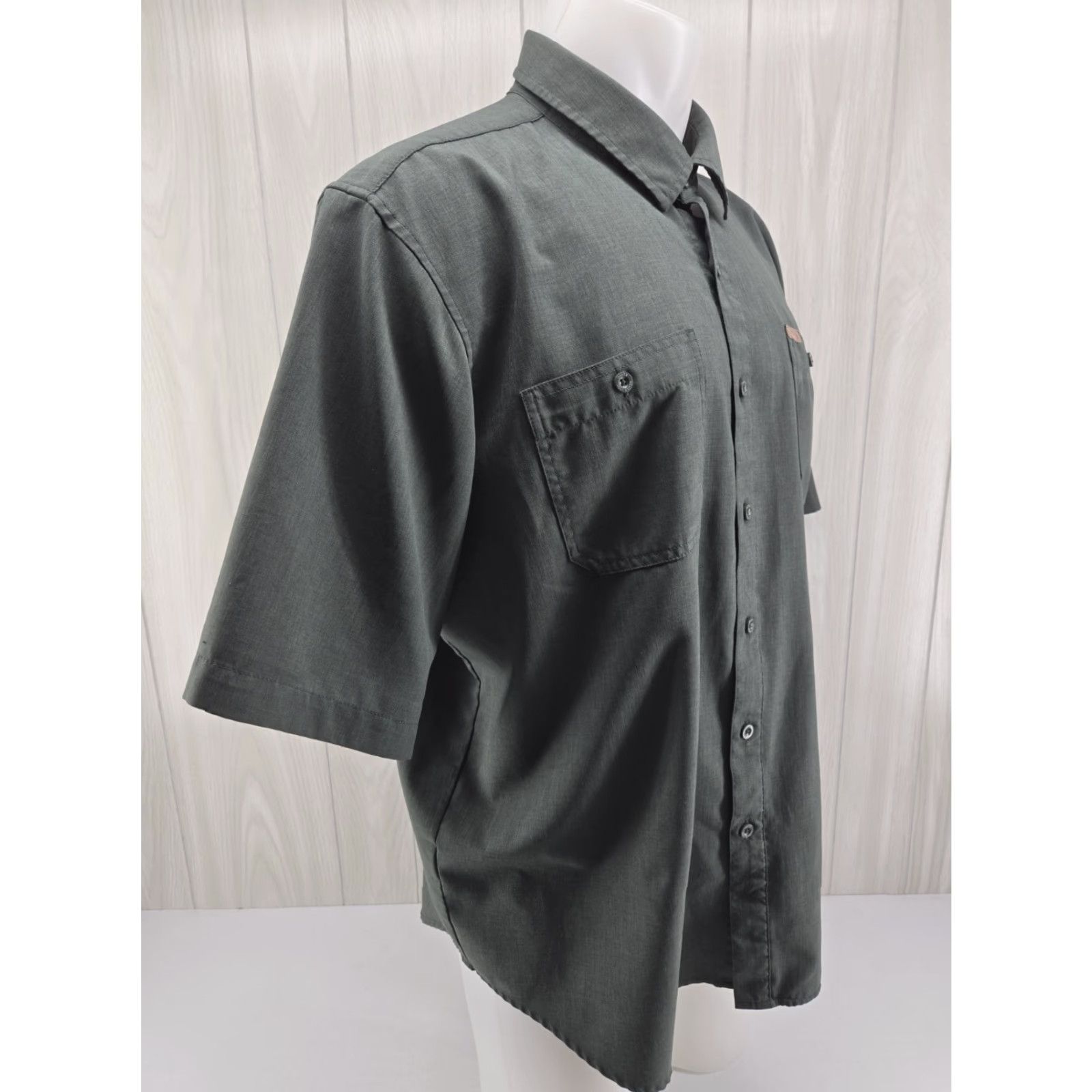 Orvis Orvis Short Sleeve Shirt Button Up Mens 2XL Polyester Hiking Fishing Outdoors Green Solid Size US XXL / EU 58 / 5 - 6 Thumbnail