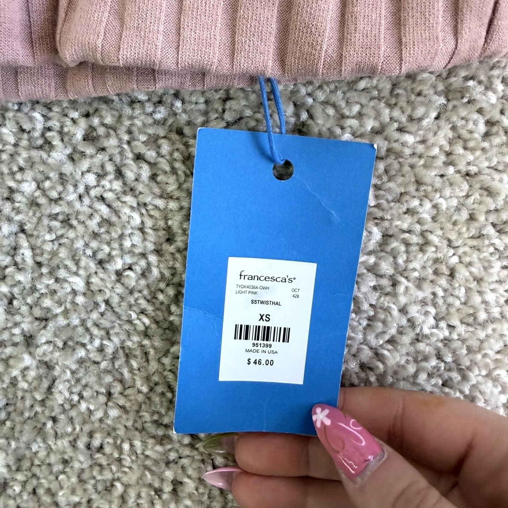 Vintage Kenzie + Francesca's Womens XS Pink Ribbed Knit Halter Cropped Stretch Tank Top Size XS / US 0-2 / IT 36-38 - 2 Thumbnail