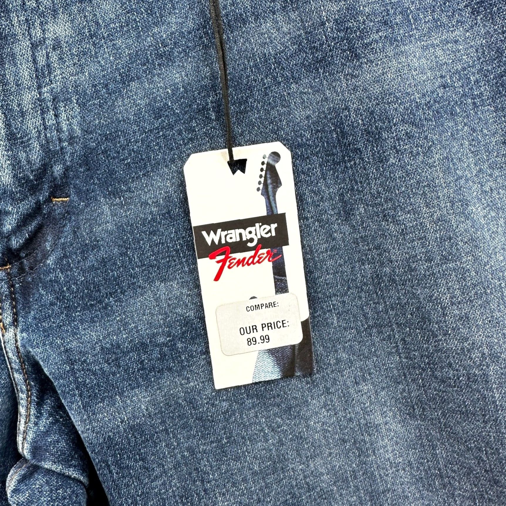 Wrangler VINTAGE Wrangler Jeans Mens 38x32 Blue Denim 5-Pocket Tapered Regular Rock Punk Logo Embroidered Size US 38 / EU 54 - 3 Thumbnail