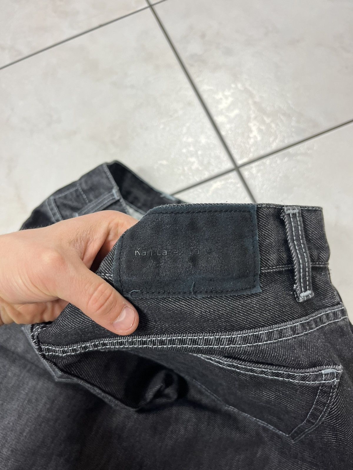Designer × H&M × Karl Lagerfeld Karl Lagerfeld for H&M dark grey goth denim jeans pants Size US 32 / EU 48 - 20 Thumbnail