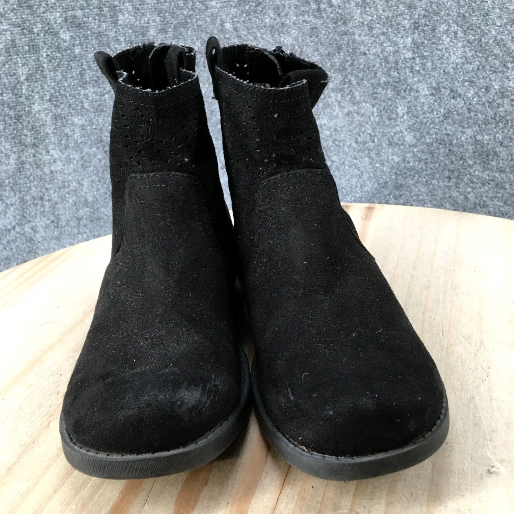 Vintage Arizona Boots Womens 7.5 M Ankle Booties Black Fabric Back Zipper Casual Heels Size US 8 / IT 38 - 6 Thumbnail