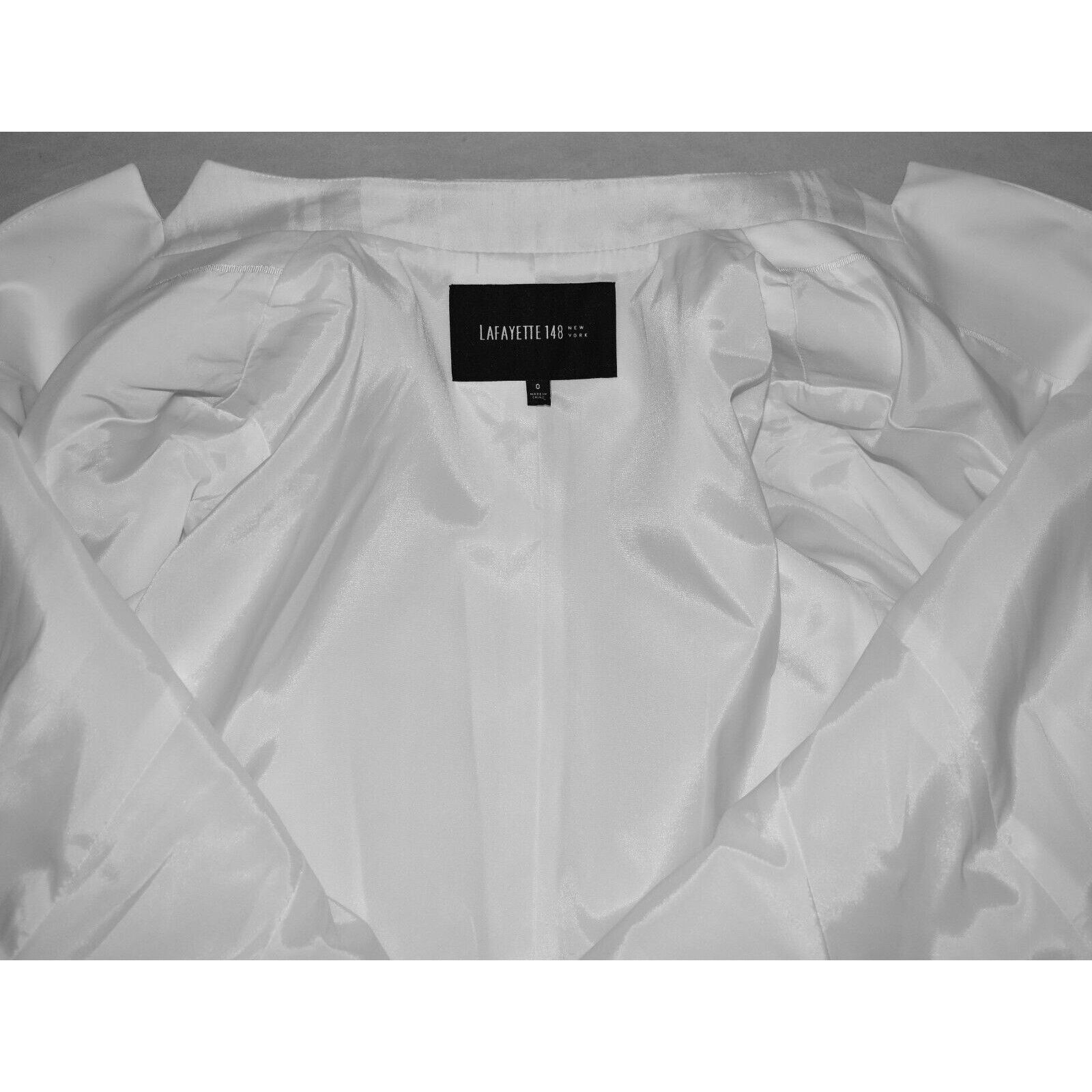 Lafayette 148 NEW LAFAYETTE 148 White Cotton Stand Collar Jacket Blazer 0 Size XS / US 0-2 / IT 36-38 - 4 Thumbnail