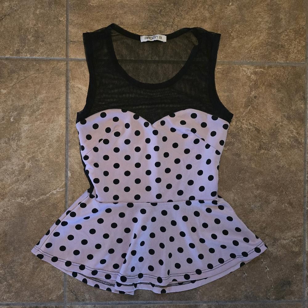 Designer Pink Polka Dot Arden B Babydoll Top Size M / US 6-8 / IT 42-44 - 1 Thumbnail
