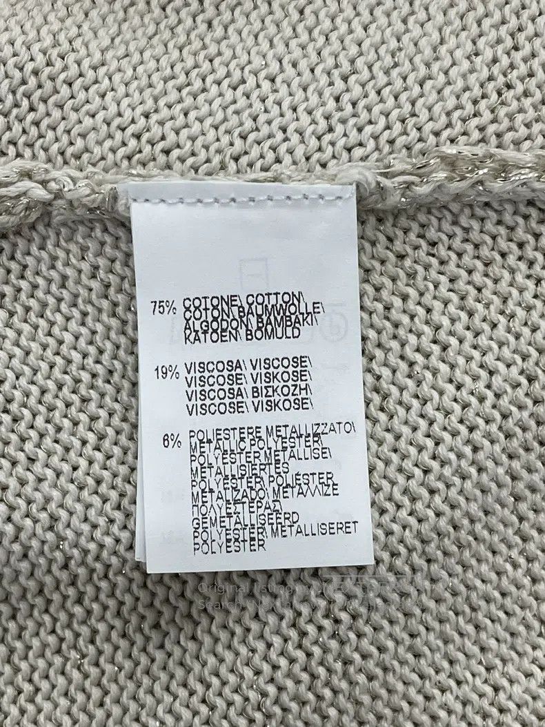 Brunello Cucinelli Brunello Cucinelli Beige Silver Thread V-neck Beaded Knit Size XS / US 0-2 / IT 36-38 - 5 Thumbnail