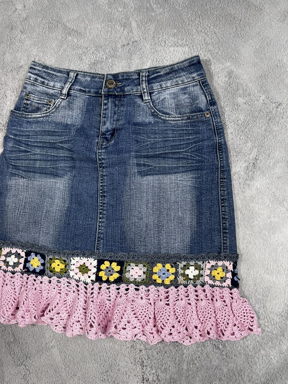 Other Vintage Y2K denim/knitted midi skirt retro old money style M Size 28" / US 6 / IT 42 - 3 Thumbnail