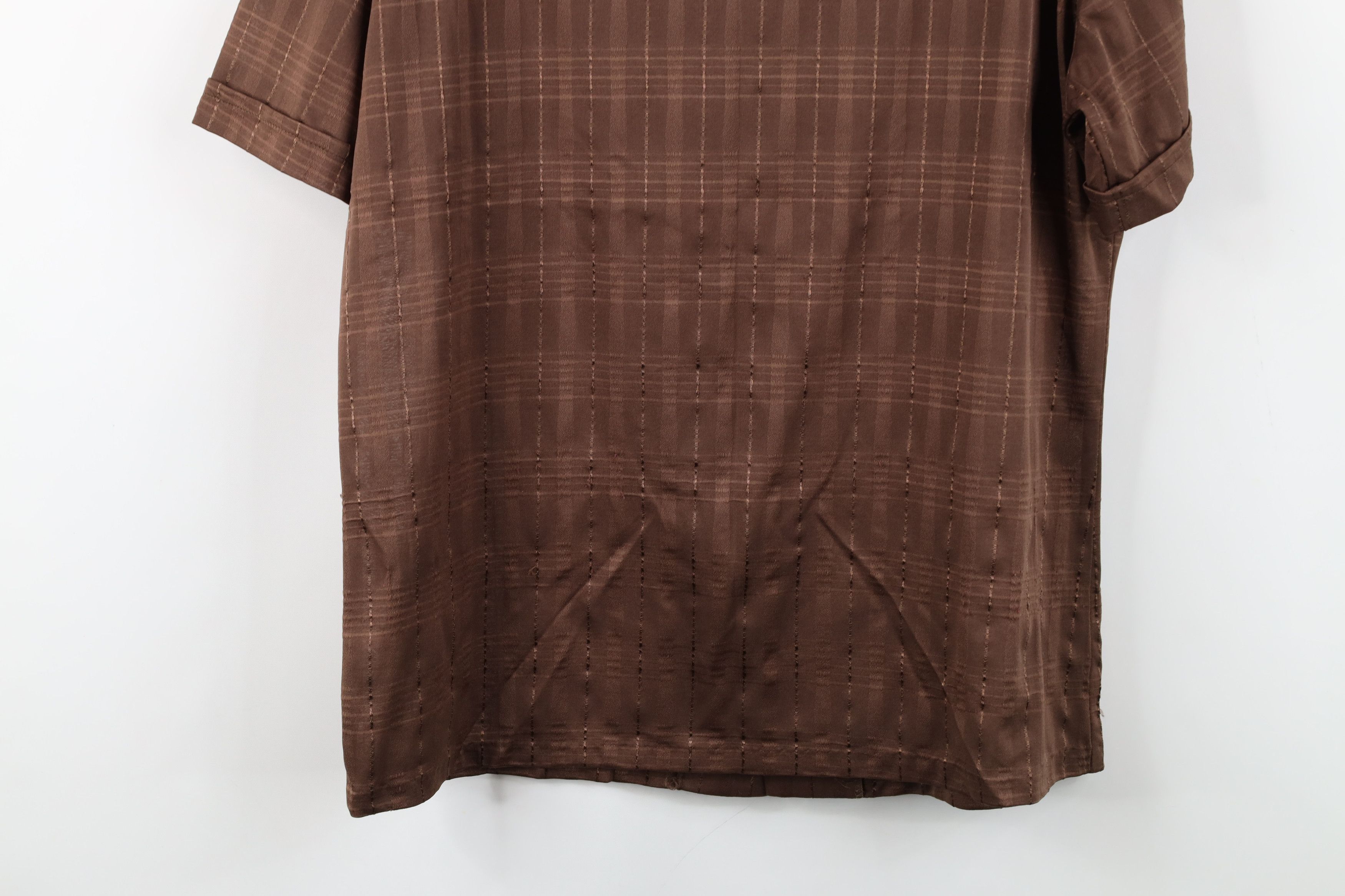 Vintage Vintage 50s 60s Streetwear Knit Collared Shirt Brown USA Size US L / EU 52-54 / 3 - 11 Thumbnail