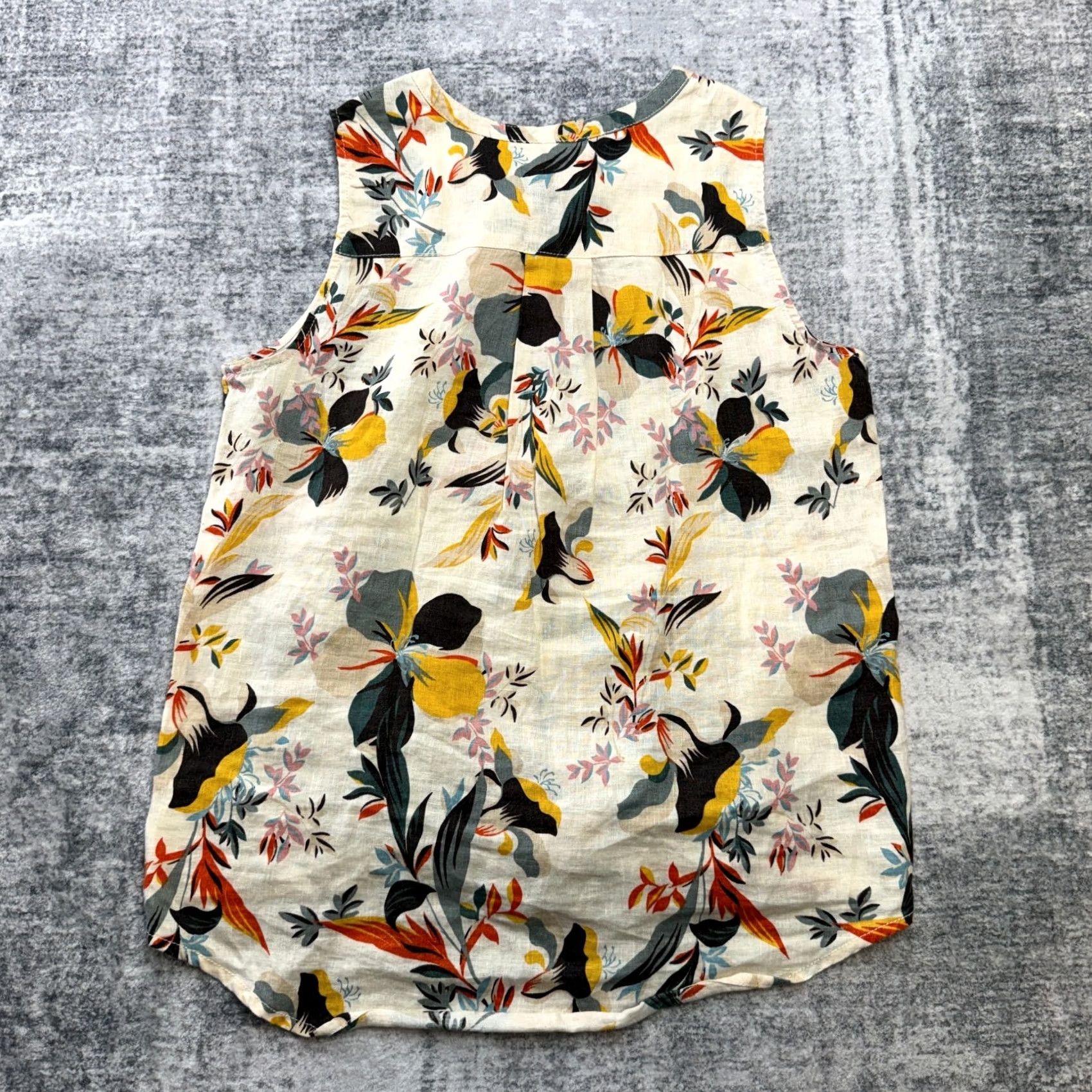 Cynthia Rowley Womens Linen Top Medium Beige Floral Sleeveless Resort Beach Tropical Tied Hem Cynthia Rowley Shirt Adult M Beige Floral Beach Tropical Casual Womens Size M / US 6-8 / IT 42-44 - 5 Thumbnail