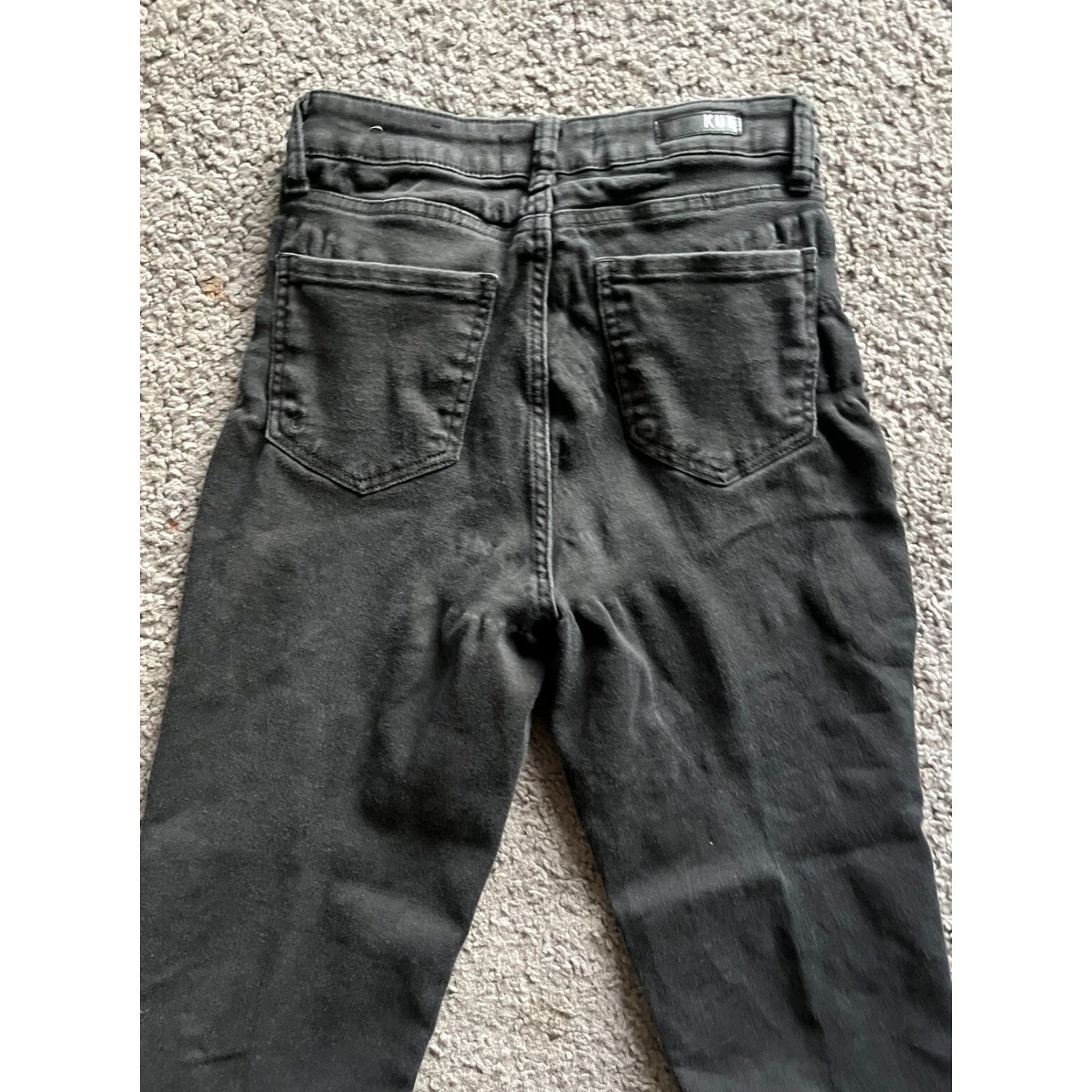 Vintage KUT from the Kloth Jeans Womens Size 2 Black Skinny Denim Stretch Raw Hem Size 26" / US 2 / IT 38 - 4 Thumbnail
