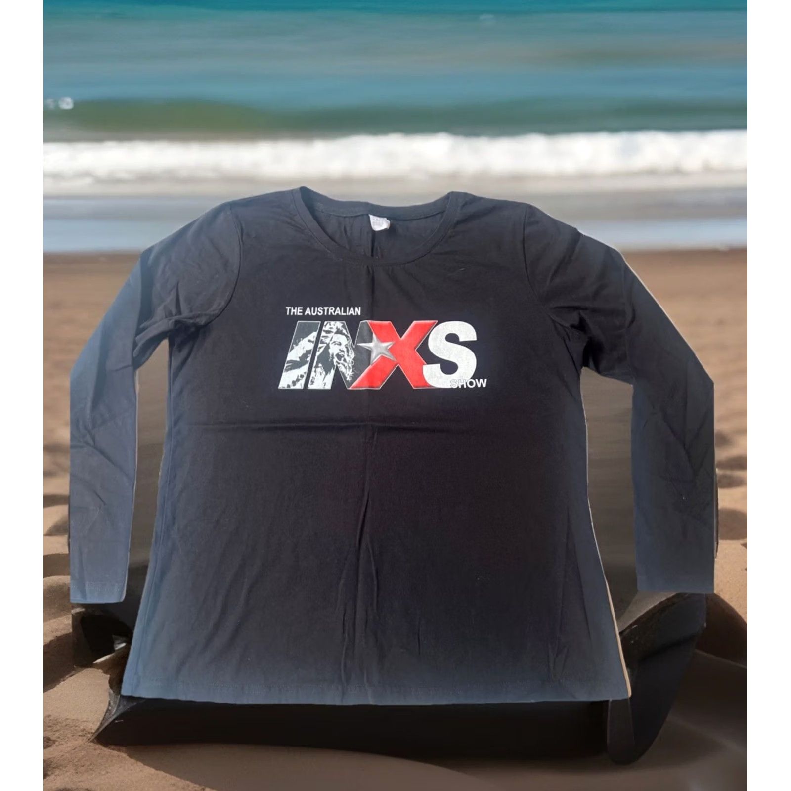 Logo 7 INXS Band Logo L/S Shirt Women 2XL Black Crew Neck Pullover Slim Official New Rock Music Limited Edition One Word: Shirt Size XXL / US 16-18 / IT 52-54 - 2 Thumbnail