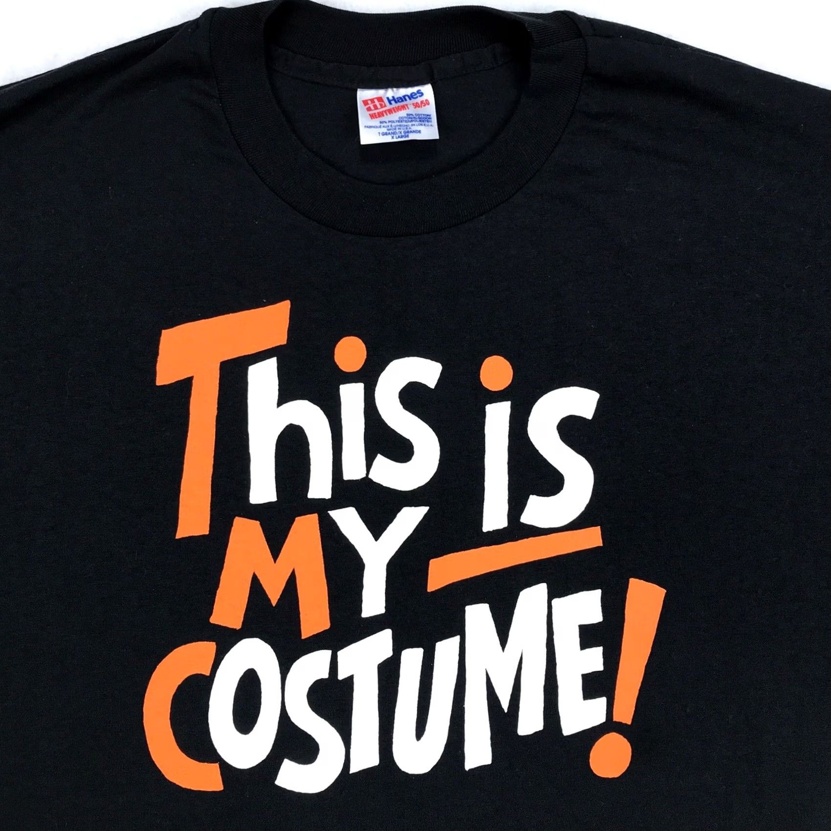 Hanes VINTAGE Hanes T-Shirt XL Black THIS IS MY HALLOWEEN COSTUME trick or treat 80s 90s Mens Size US XL / EU 56 / 4 - 6 Thumbnail