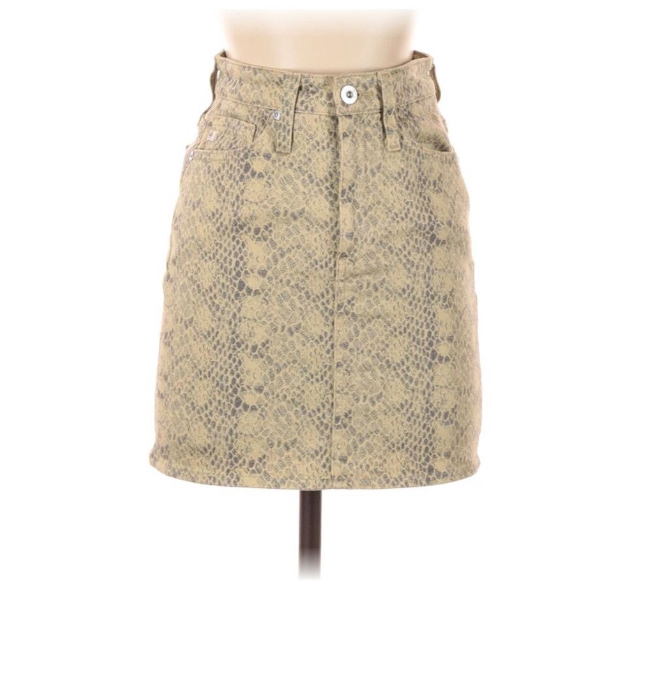 AG Adriano Goldschmied AG ADRIANO GOLDSCHMIED The Vera Snakeskin Print Mini Skirt Size 42" / US 20 - 6 Thumbnail