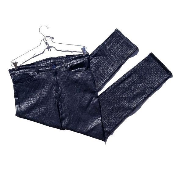 Vintage Vtg Cartise Cigarette Pant Sz 8 Black Alligator Textured Fau Size 30" / US 8 / IT 44 - 1 Thumbnail