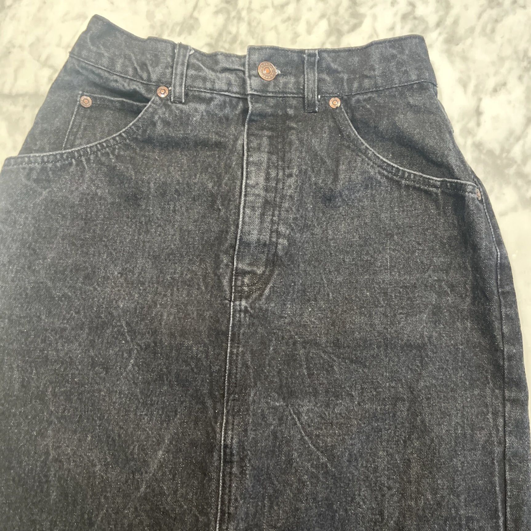 Gap VINTAGE Gap Long Black Denim Skirt Womens 8 Work Pockets Zipper Slit Size 30" / US 8 / IT 44 - 3 Thumbnail