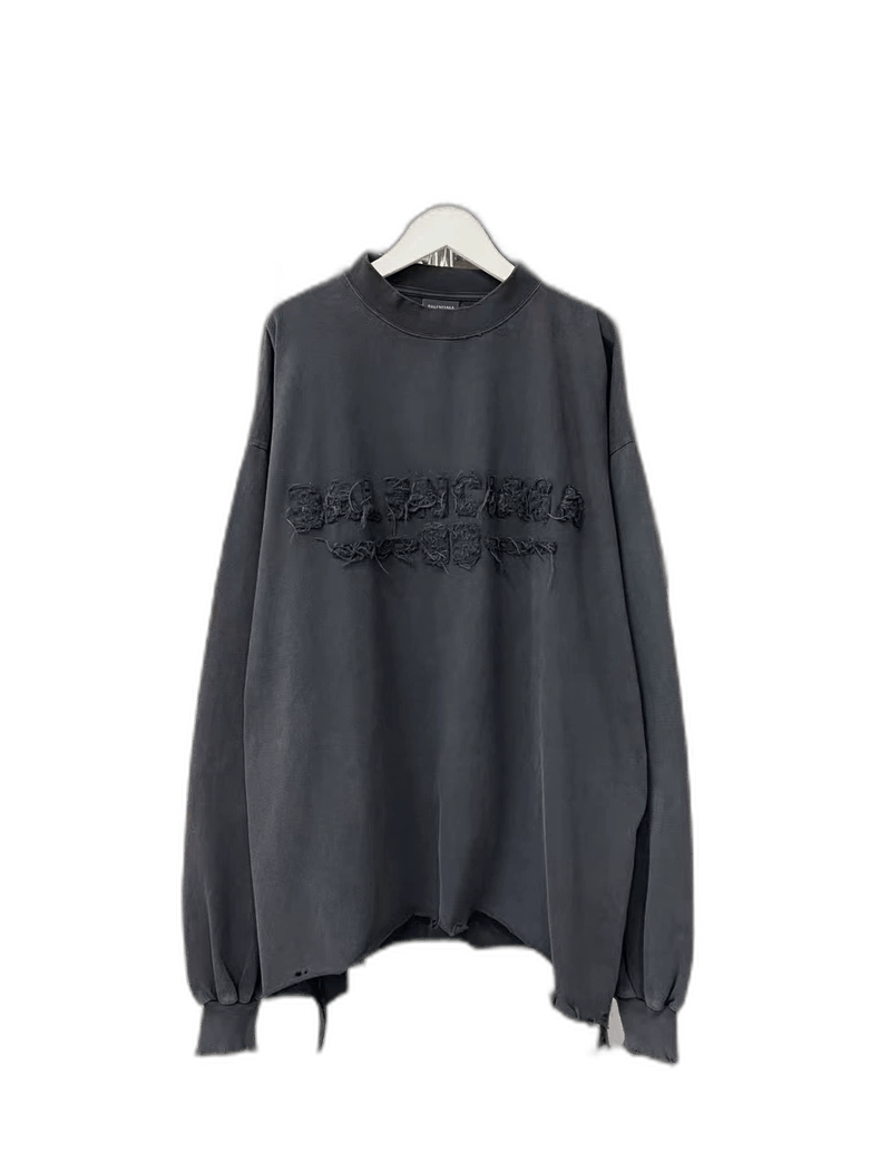 Balenciaga Balenciaga Long Sleeve Distressed Sweatshirt Size US S / EU 44-46 / 1 - 1 Thumbnail