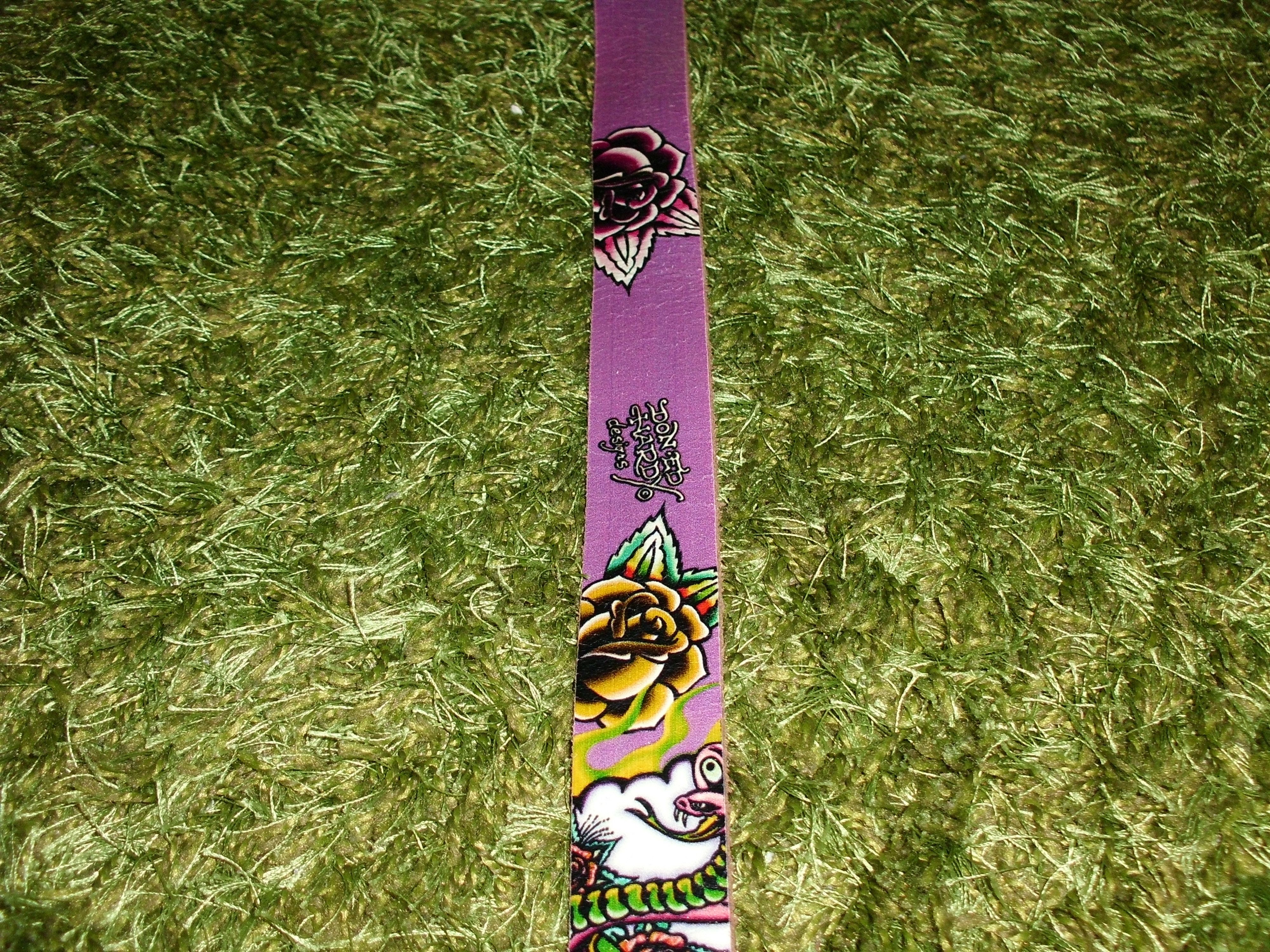 Ed Hardy Ed Hardy Purple Leather Belt "Love Kills Slowly" Size 44 - 6 Thumbnail