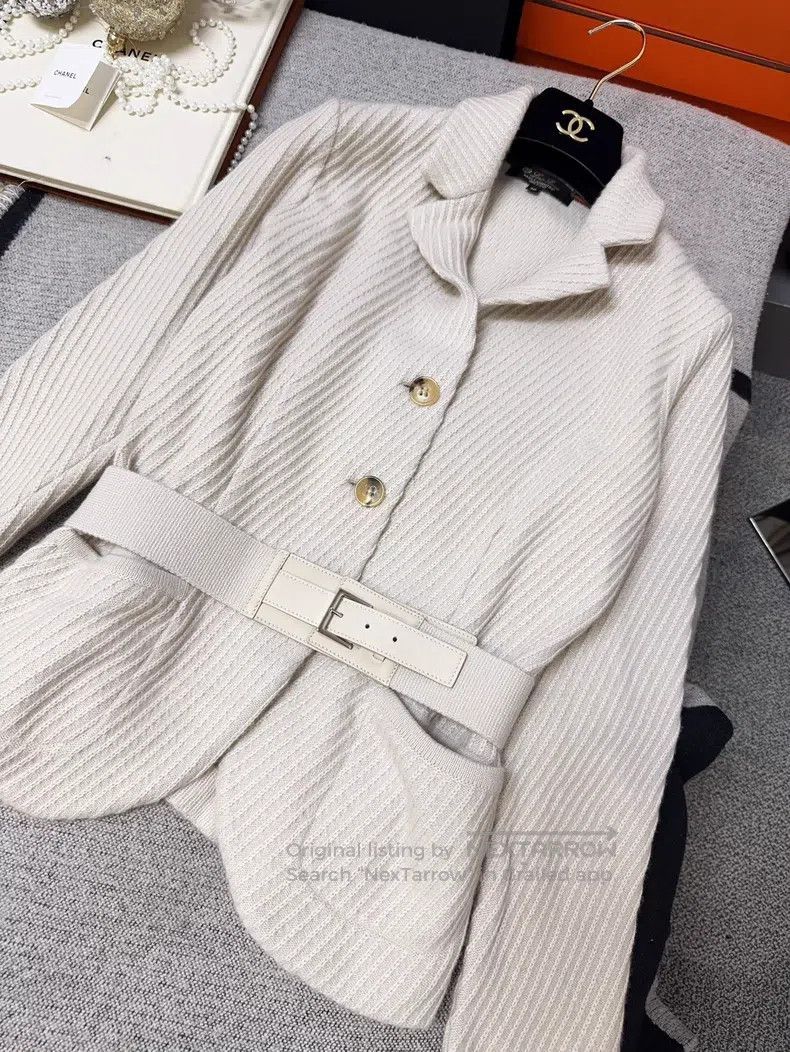 Loro Piana Loro Piana Beige Twill Cashmere Knit Blazer Jacket Size XS / US 0-2 / IT 36-38 - 8 Thumbnail
