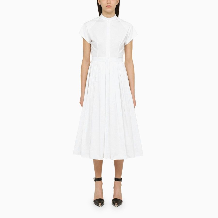 image of Alexander Mcqueen O1D2Blof01223 Midi Dress In White, Women's (Size Medium)