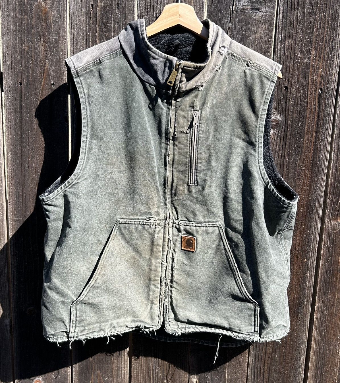 Vintage carhartt distressed on sale vest made in the USA