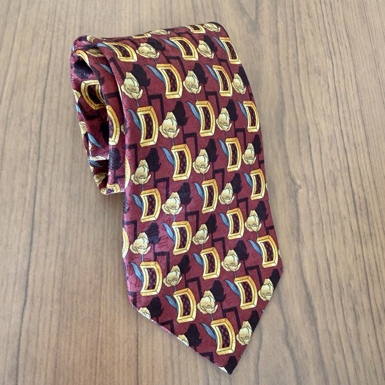 Ermenegildo Zegna Ermenegildo Zegna Silk Tie Burgundy Geometric Abstract 58" Size ONE SIZE - 4 Thumbnail
