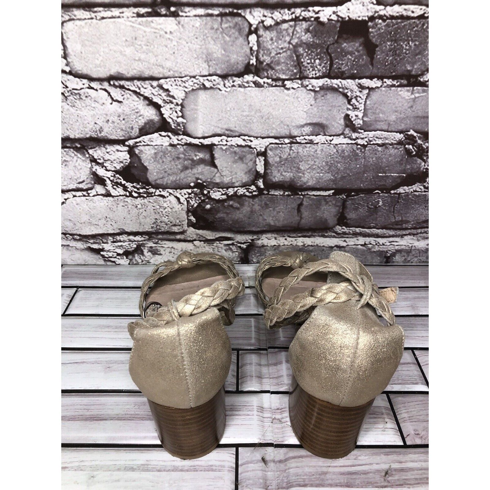Other Silent D Raxiera Gold Braided Leather Block Heel Sandals Wom Size US 7.5 / IT 37.5 - 5 Thumbnail