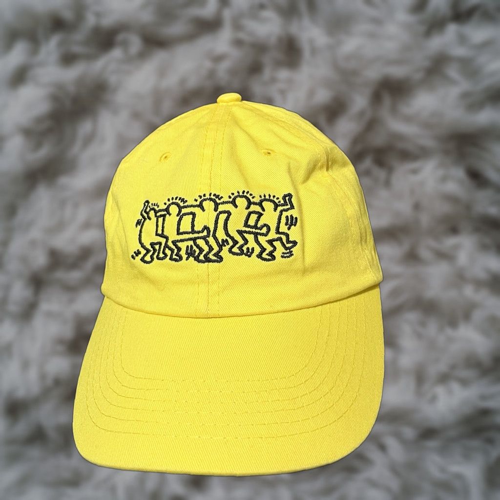 VINTAGE Keith Haring Pop Shop Canvas Hat Men's Adjustable Yellow