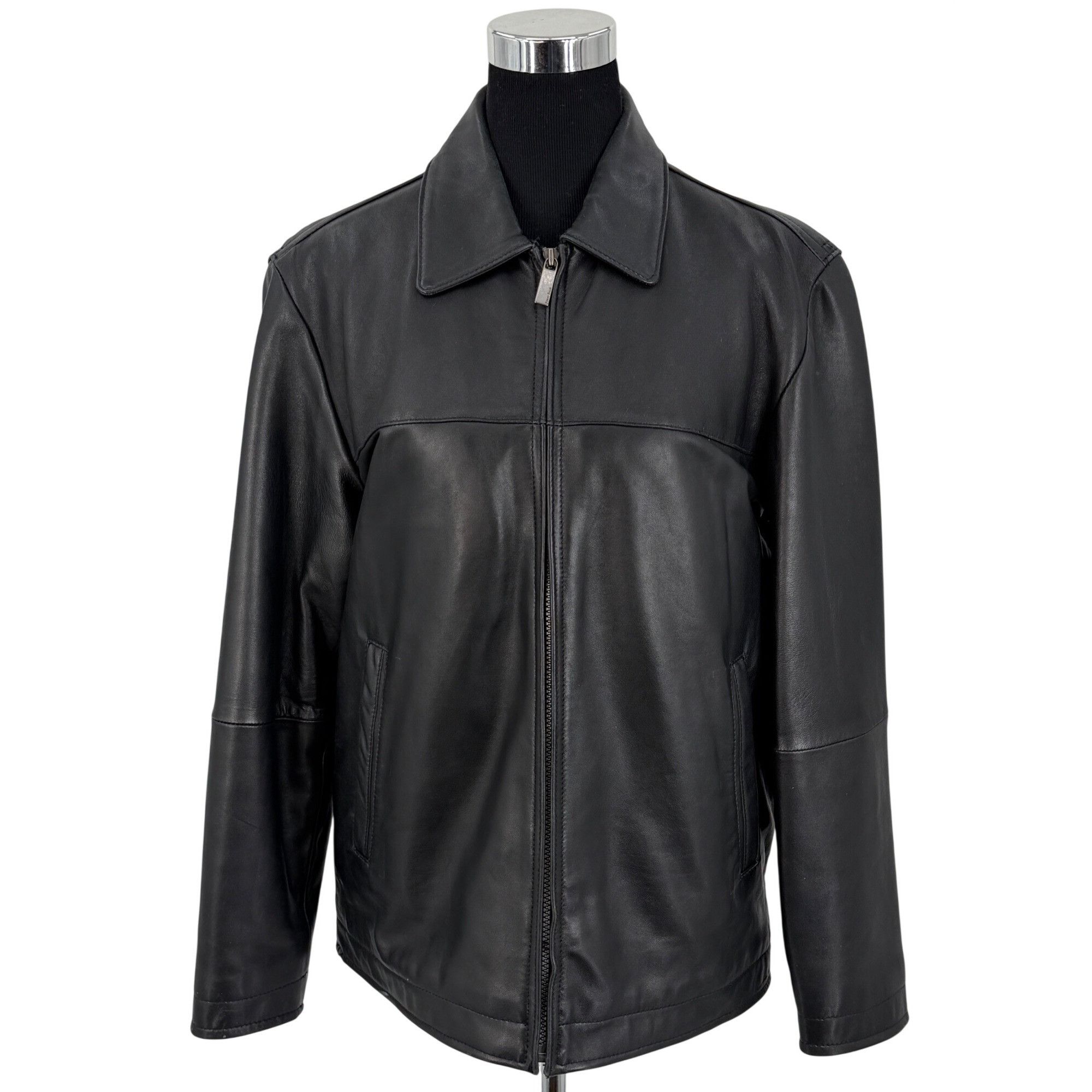 Perry Ellis VTG Perry Ellis Portfolio Mens Black Lambskin Leather Jacket Size US S / EU 44-46 / 1 - 2 Thumbnail