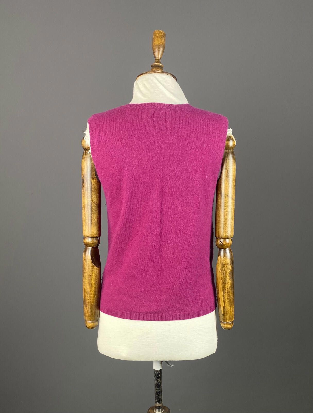 Designer Vintage Laura Ashley Pink Argyle Angora Sweater Vest Size M Size M / US 6-8 / IT 42-44 - 5 Thumbnail