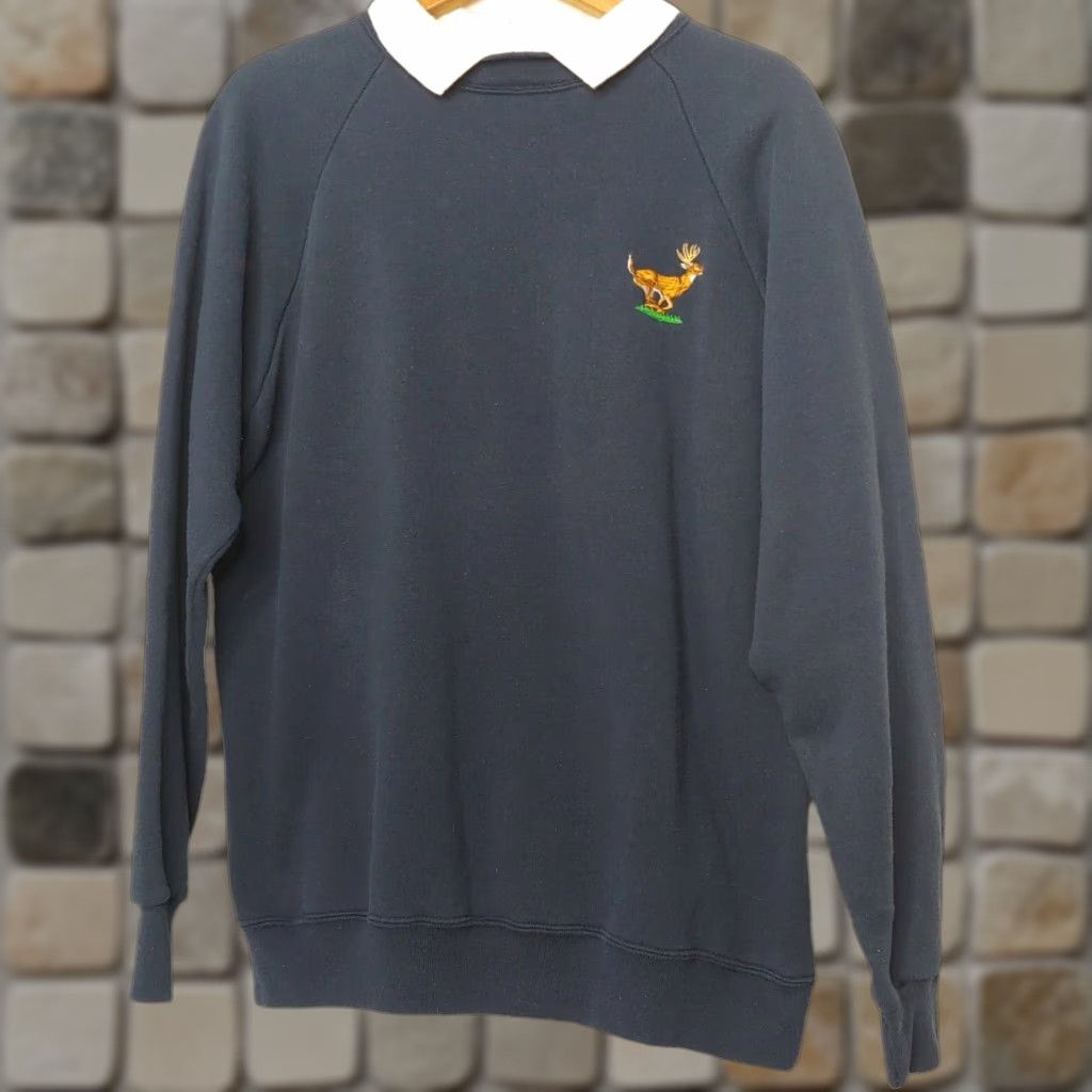 Vintage VINTAGE ACE Custom Classics Sweatshirt Collared Crew Neck Deer Buck Embroidered Blue Women L/XL Size L / US 10 / IT 46 - 1 Thumbnail