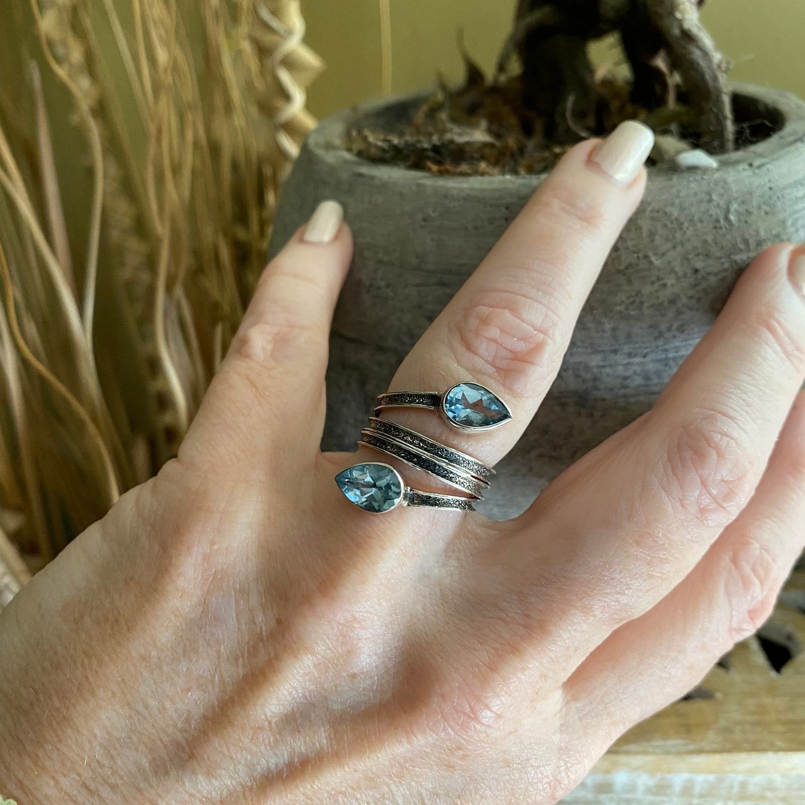 The Unbranded Brand Blue Topaz Sterling Silver Ring Size ONE SIZE - 5 Thumbnail