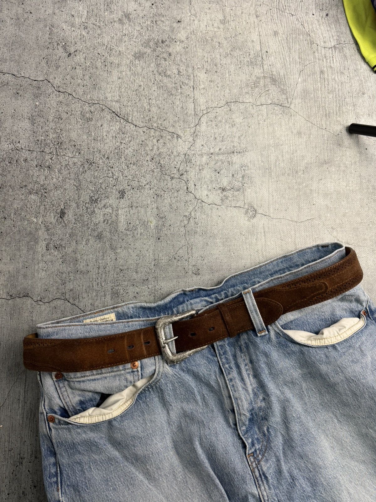 00’S Number Nine Style Dragon Leather Y2K Belt Vintage in Brown, Men’s