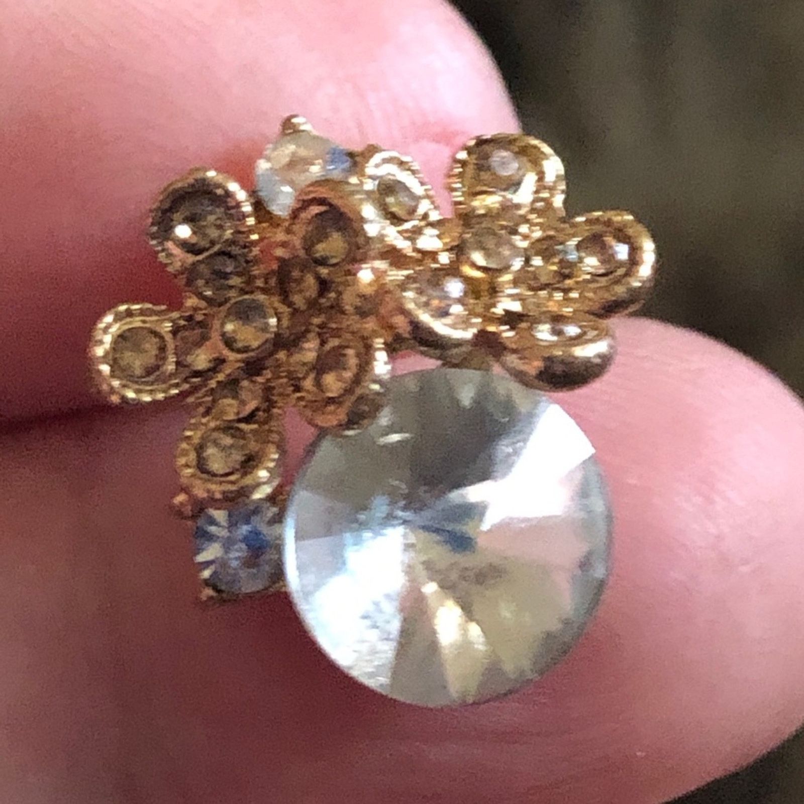 Vintage Vintage rivoli glass crystal pierced earrings Size ONE SIZE - 3 Thumbnail