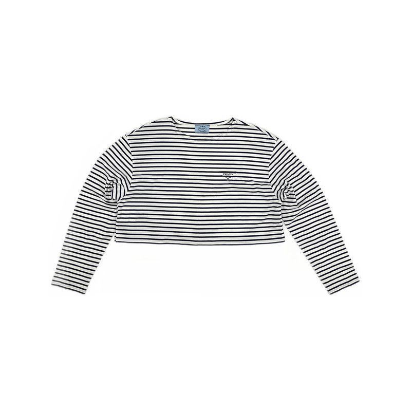 Prada Prada Striped Long Sleeve Knit TShirt-2506 Size US XS / EU 42 / 0 - 7 Thumbnail