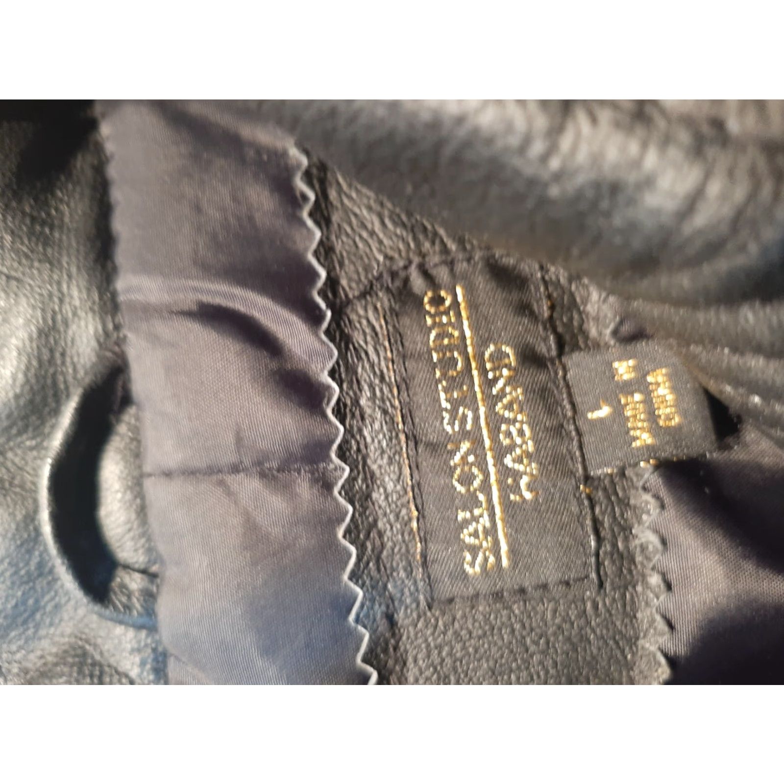 Vintage Salon Studio Leather Jacket Mens Adult Large L Black Long Sleeve Button Up Coat Bomber Pockets Casual All Seasons Size L / US 10 / IT 46 - 4 Thumbnail