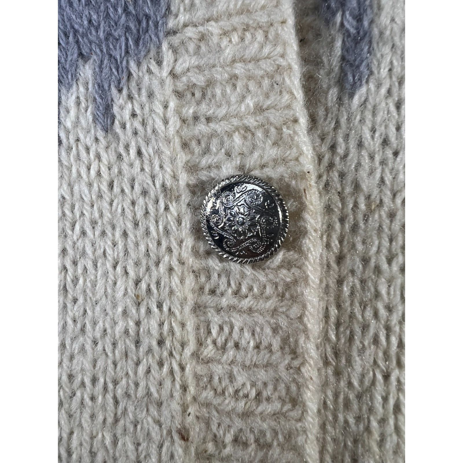 Eddie Bauer Vintage 80s Eddie Bauer Winter Scene Wool Metal Cardigan Swe Size L / US 10 / IT 46 - 6 Thumbnail