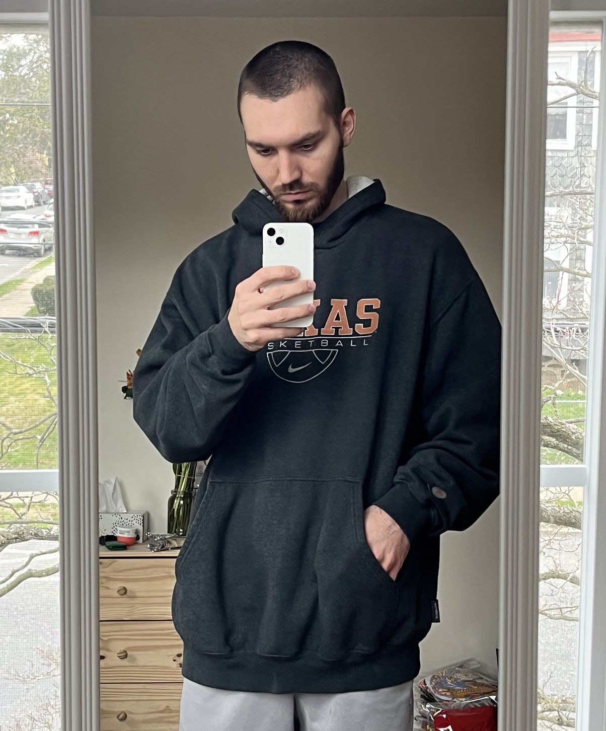 Nike × Vintage Vintage 90’s Nike Team Texas Basketball Baggy Hoodie Size US XXL / EU 58 / 5 - 4 Thumbnail