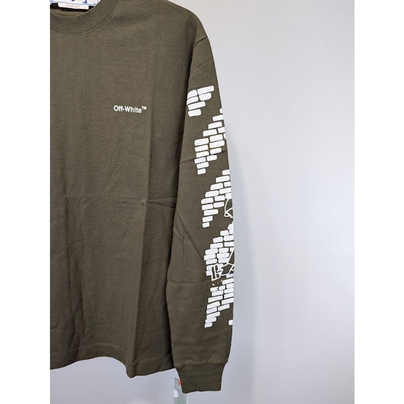 Off-White o1rshd1 Bricks Skate Long Sleeve T-Shirt Army Green/White Size US S / EU 44-46 / 1 - 6 Thumbnail