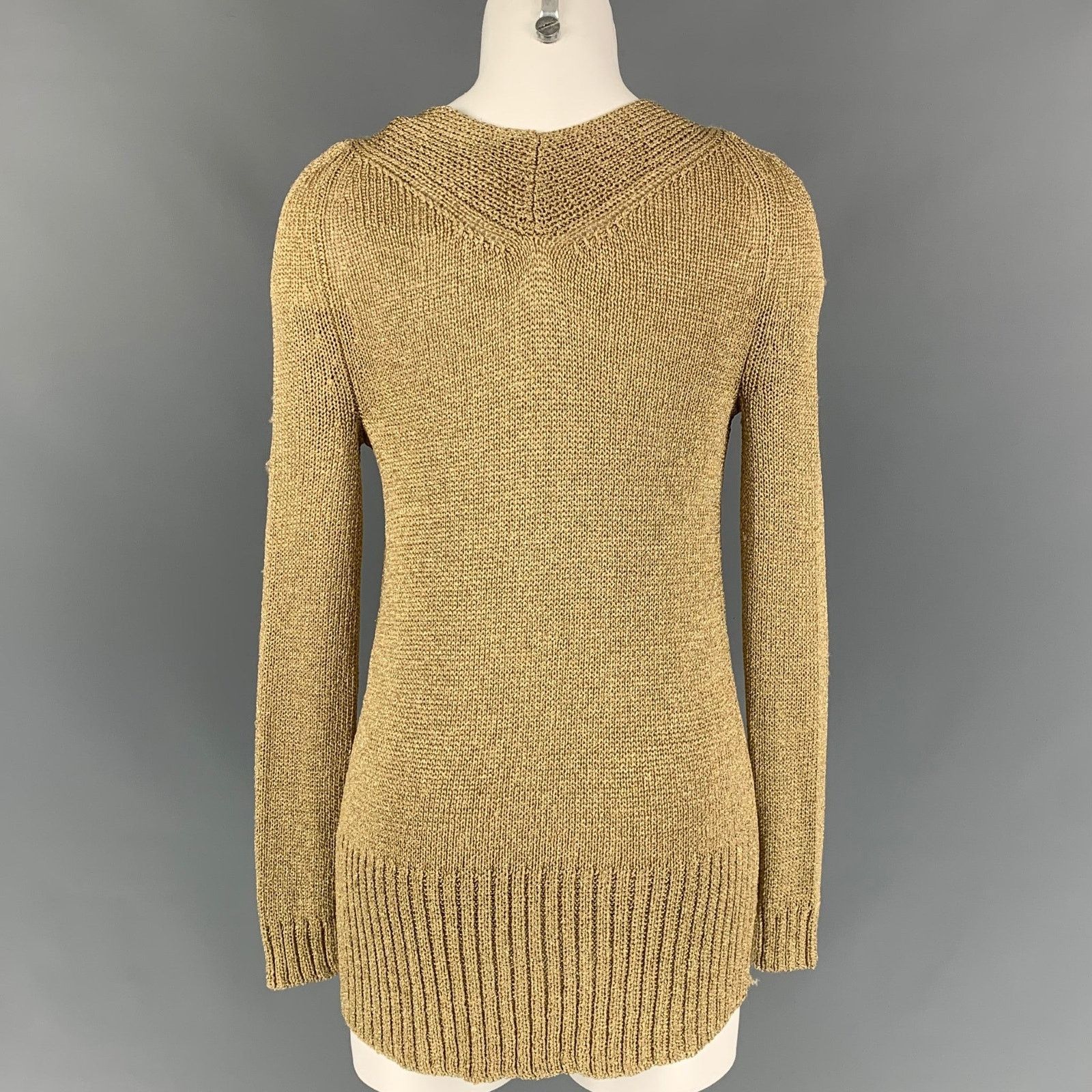 Diane von Furstenberg DIANE VON FURSTENBERG S Gold Acetate Blend Knitted Pullover Size S / US 4 / IT 40 - 4 Thumbnail