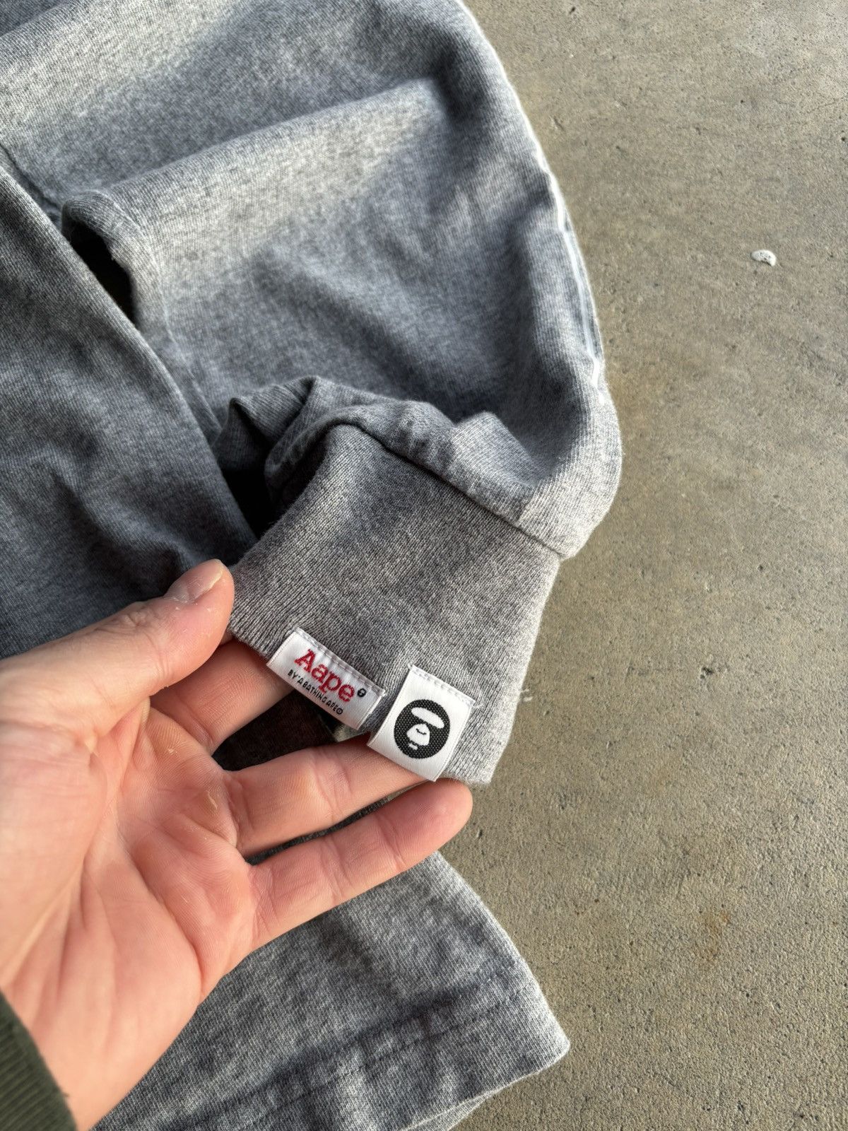 Aape Crazy Bape Grey Boxy Aape Row Grunge Y2K Style Longsleeve Size US L / EU 52-54 / 3 - 3 Thumbnail