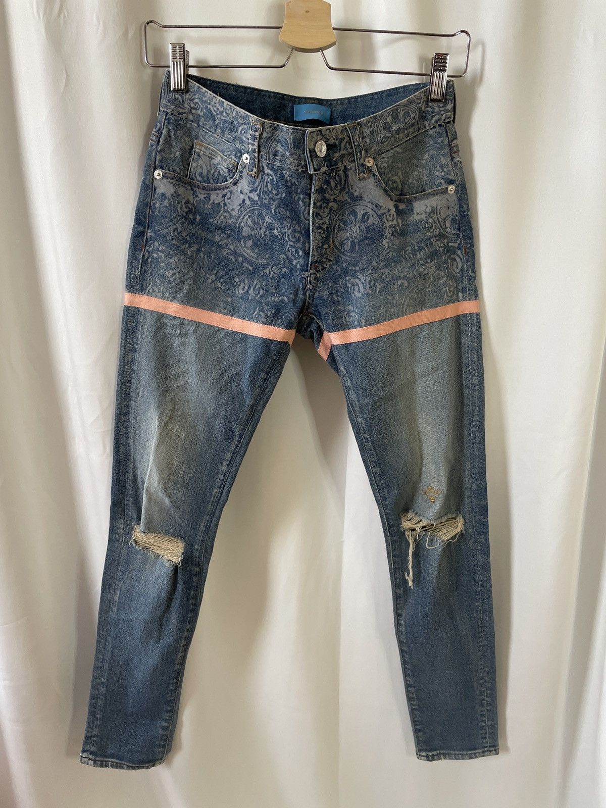 Embroidered Queen Bee Flocked Jeans